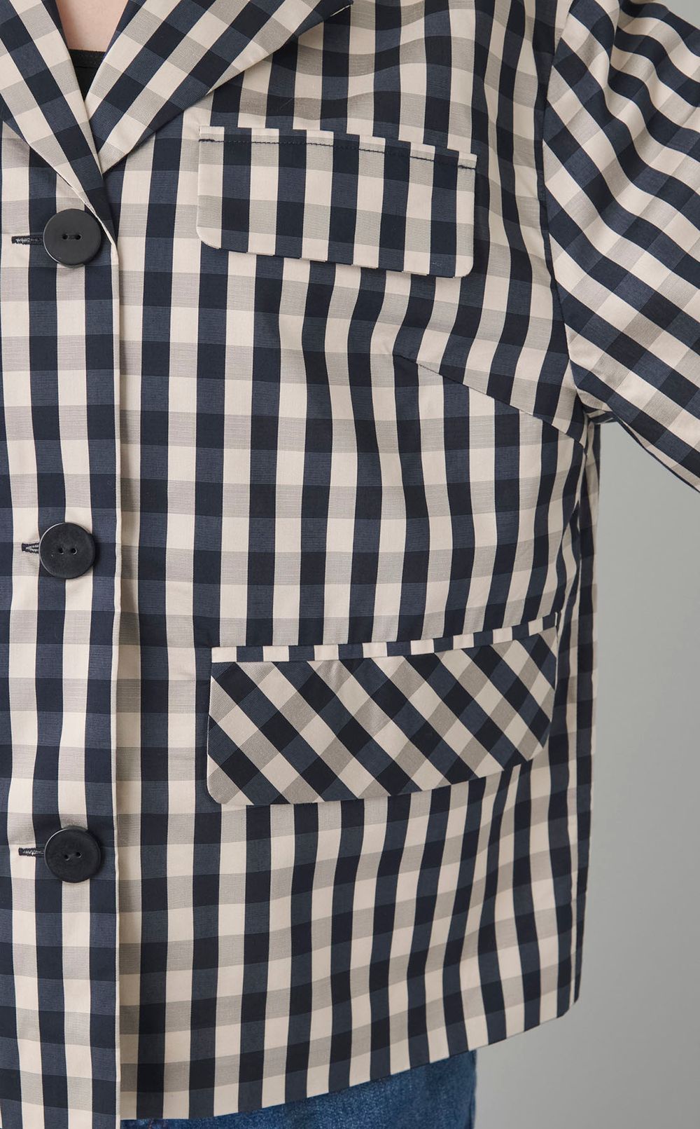 ギンガムチェックナイロンブルゾン