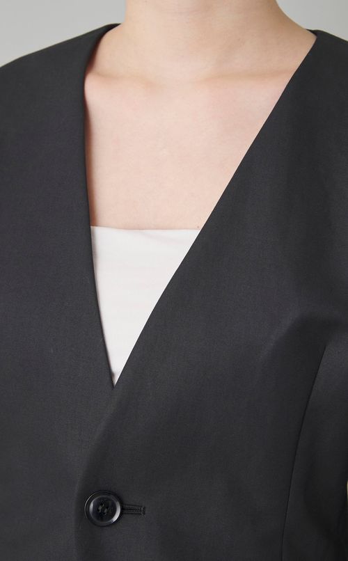 コットンカラーレスシェイプジャケット