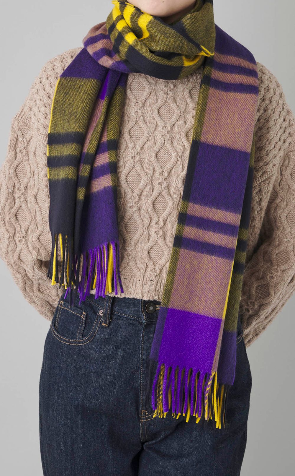 カシミヤ大判チェックストール