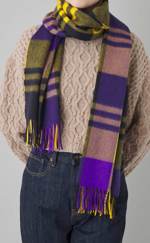 カシミヤ大判チェックストール