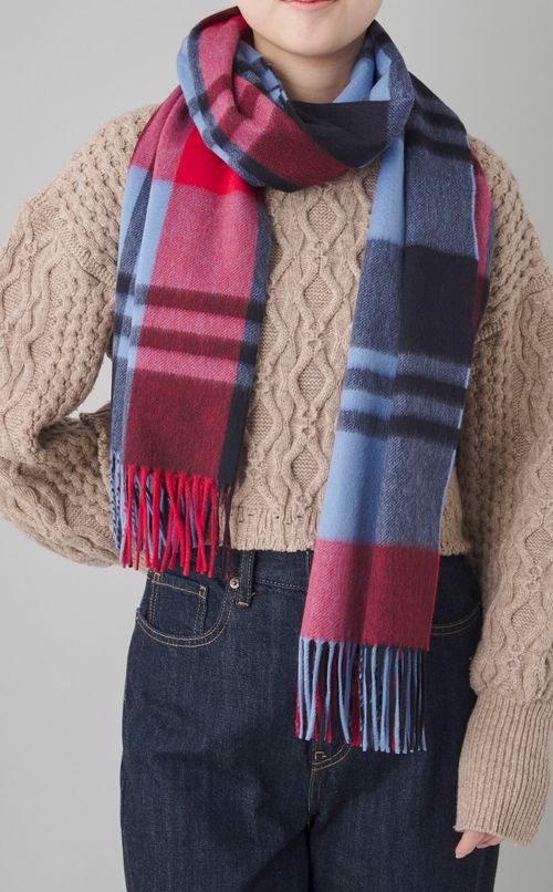 カシミヤ大判チェックストール