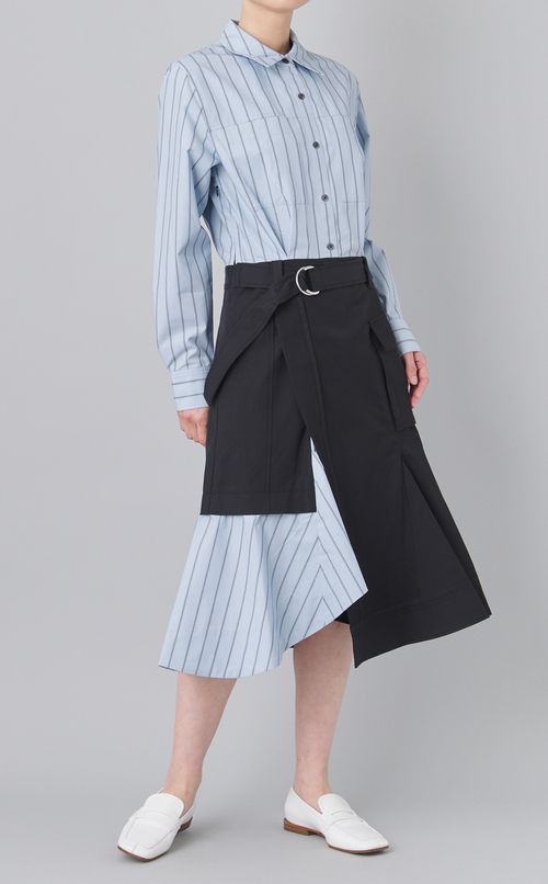 コットンストライプコンバインワンピース