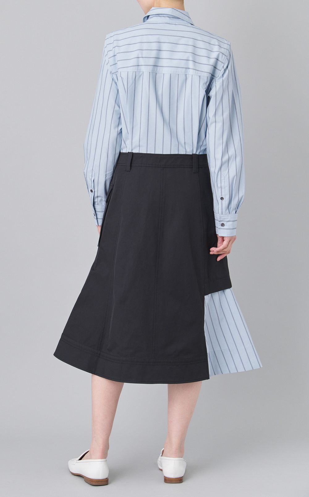 コットンストライプコンバインワンピース