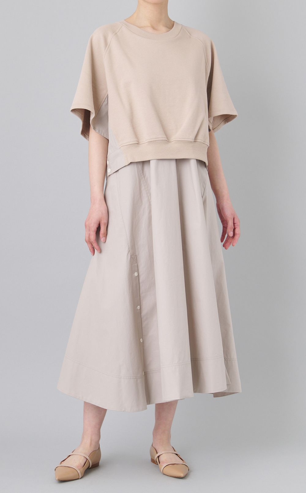 ハーフスリーブスウェットコンビワンピース