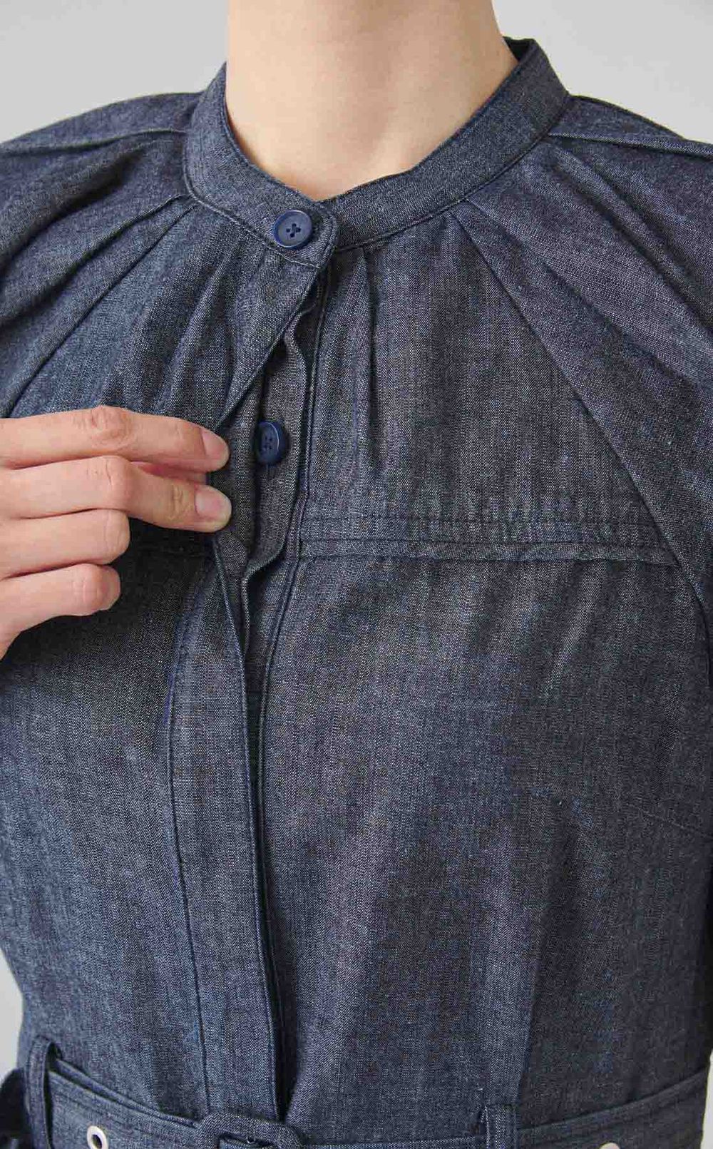 シャンブレーパフスリーブワンピース