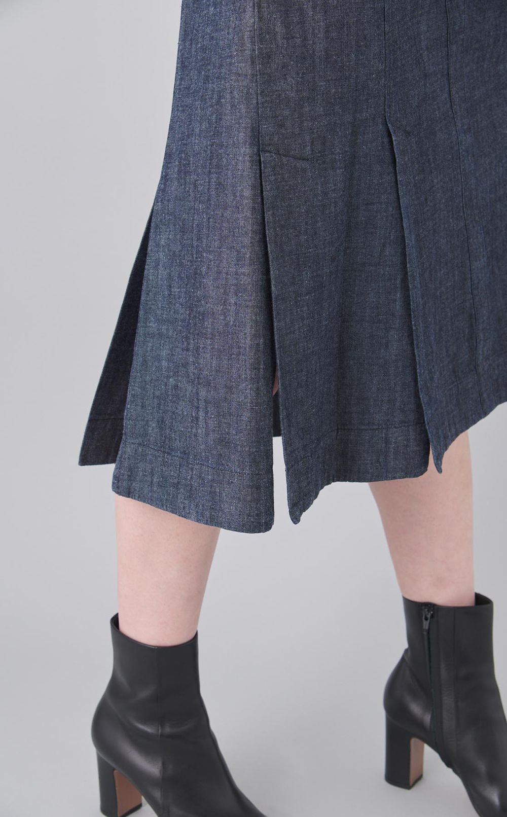 シャンブレーパフスリーブワンピース