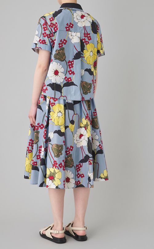 レトロフラワープリントコットンブラウス