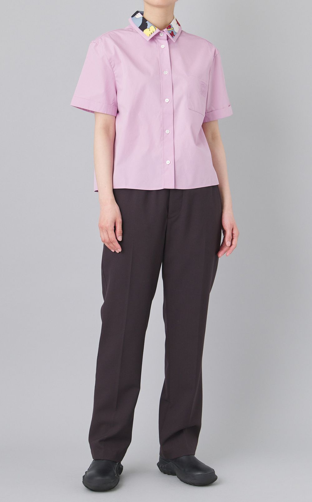 プリント切替コットンブラウス