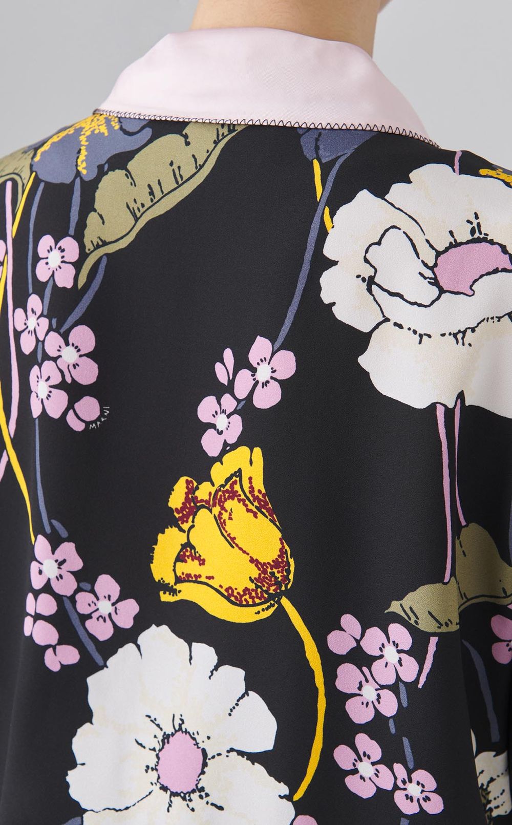 レトロフラワープリントボウタイブラウス