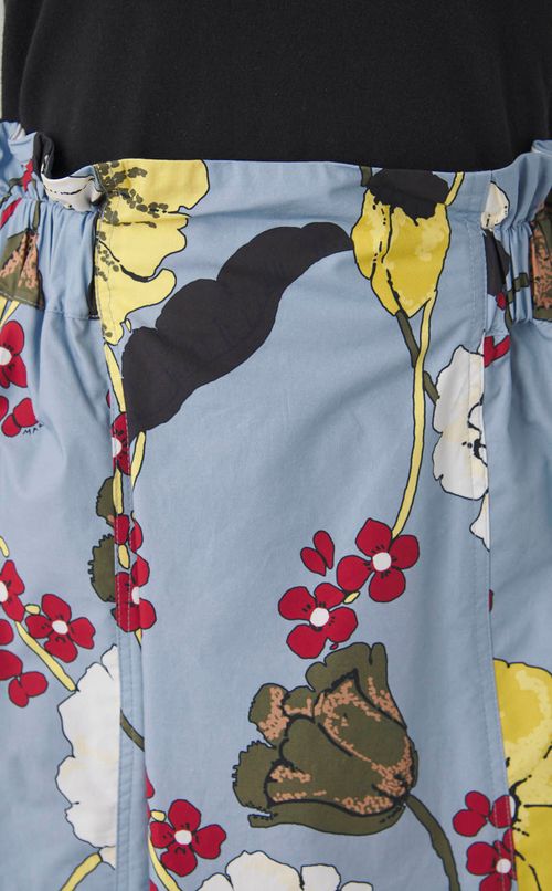 レトロフラワープリントギャザースカー卜