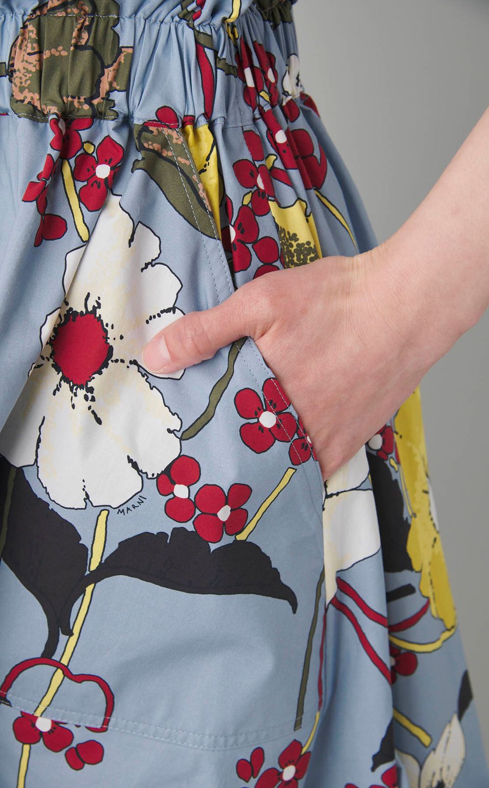 レトロフラワープリントギャザースカー卜