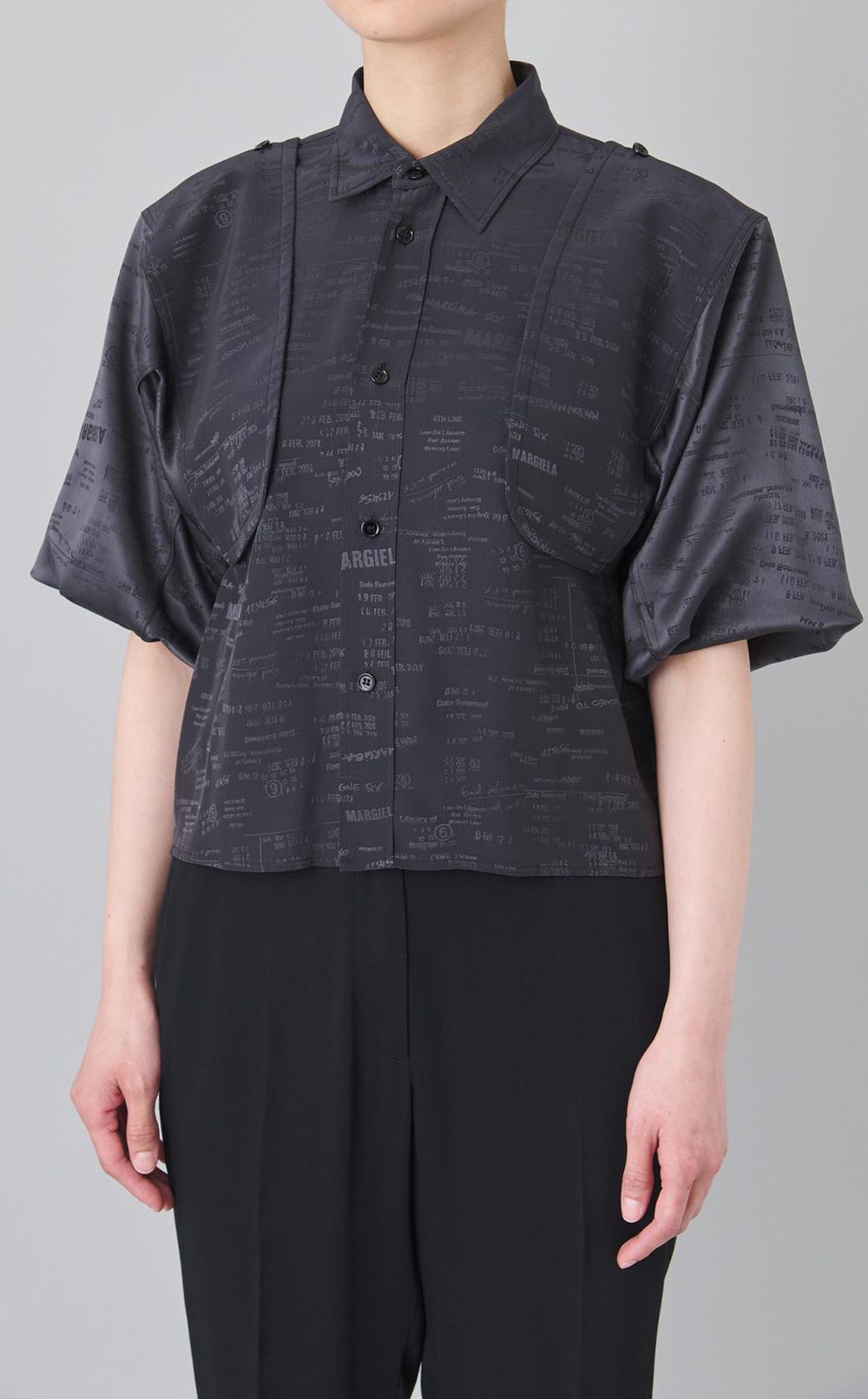 2wayスリーブロゴプリントシャツ