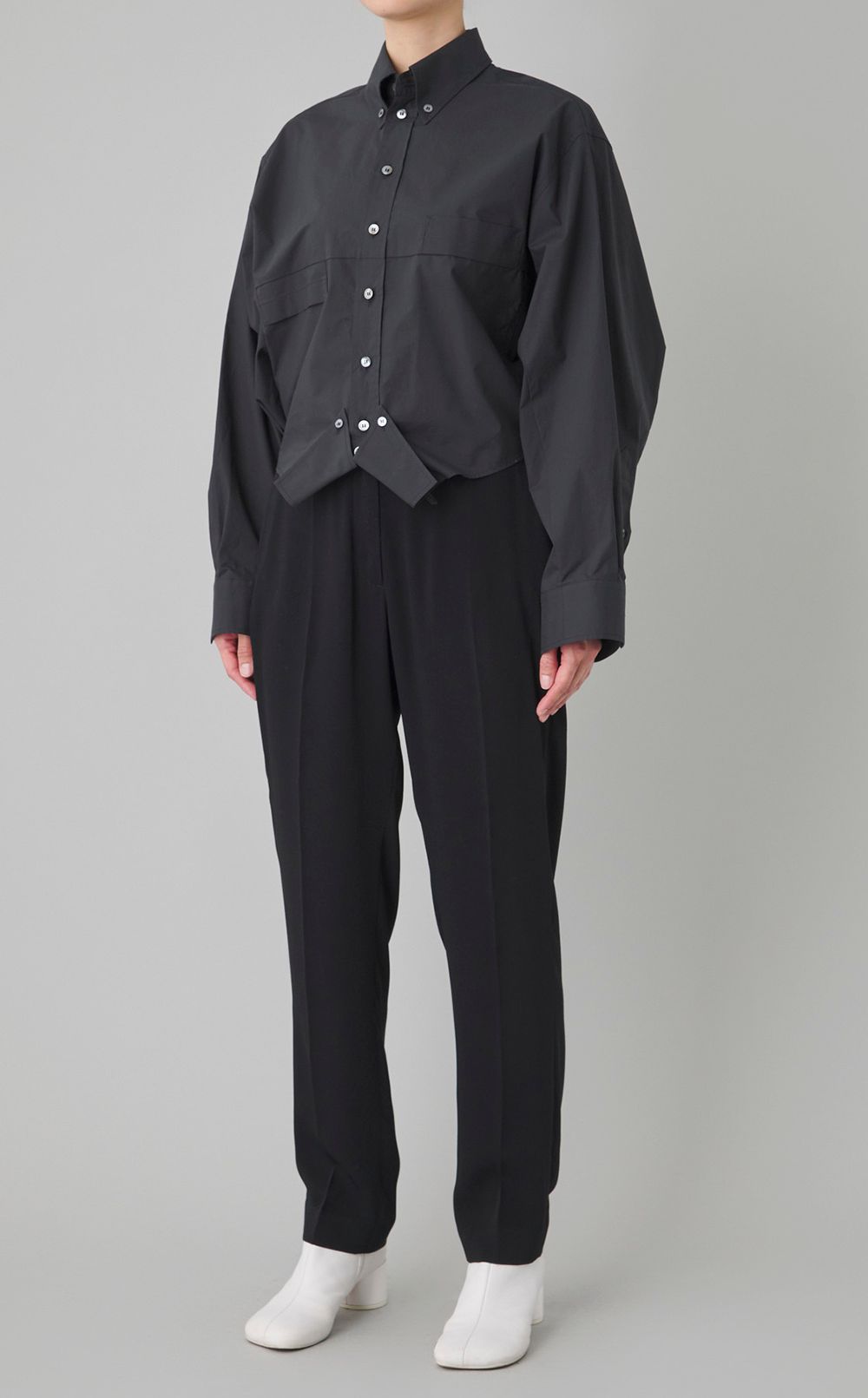 コットンポプリンアップサイドダウンシャツ