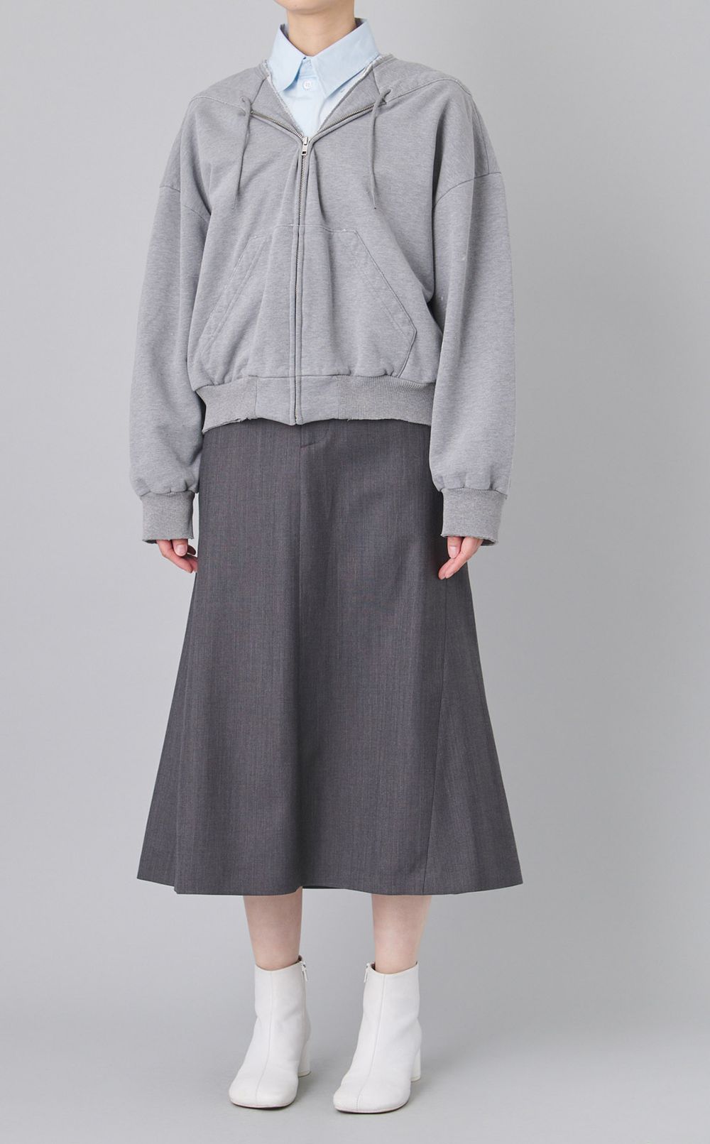 シームデザインジップスウェットトップス