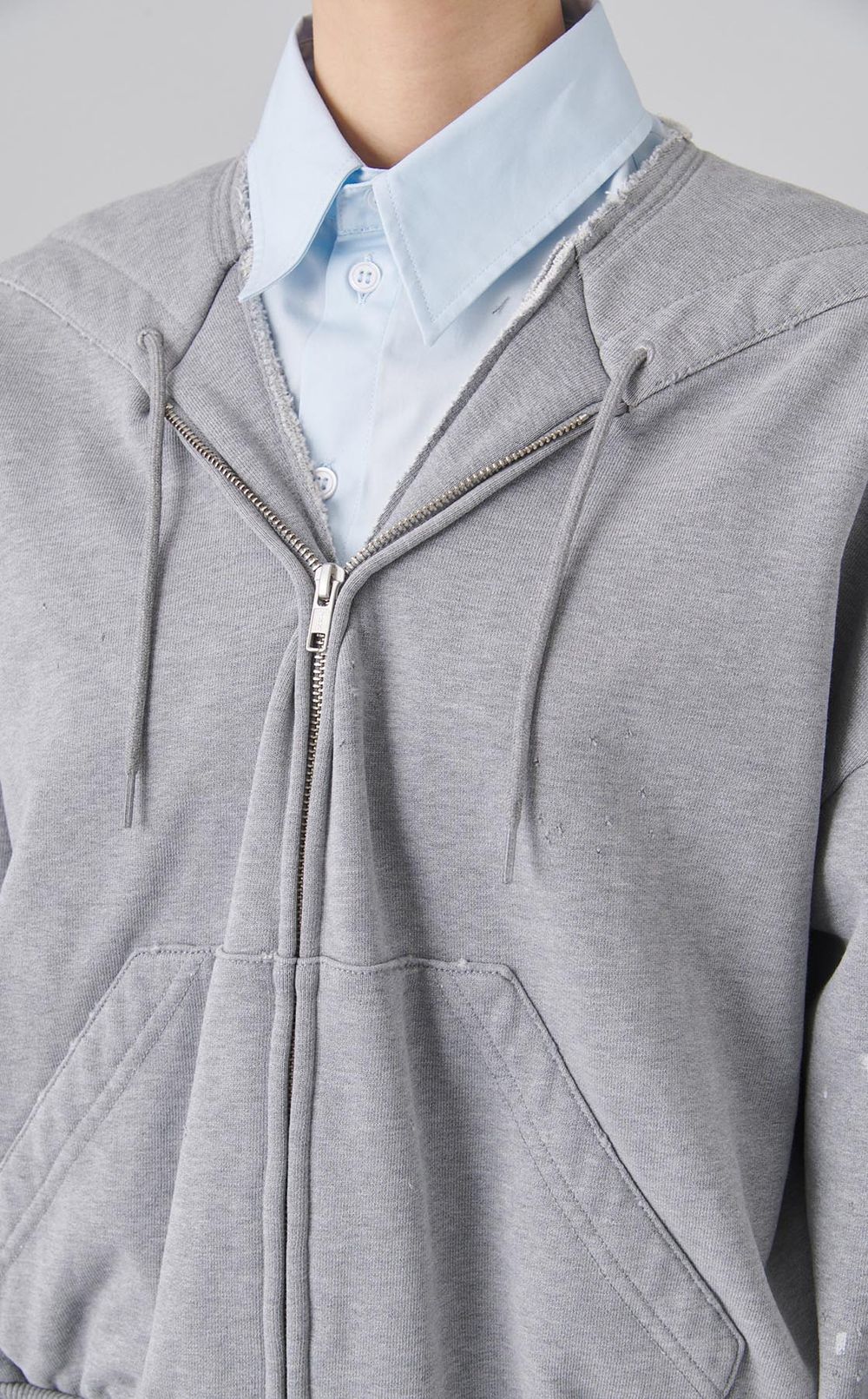 シームデザインジップスウェットトップス