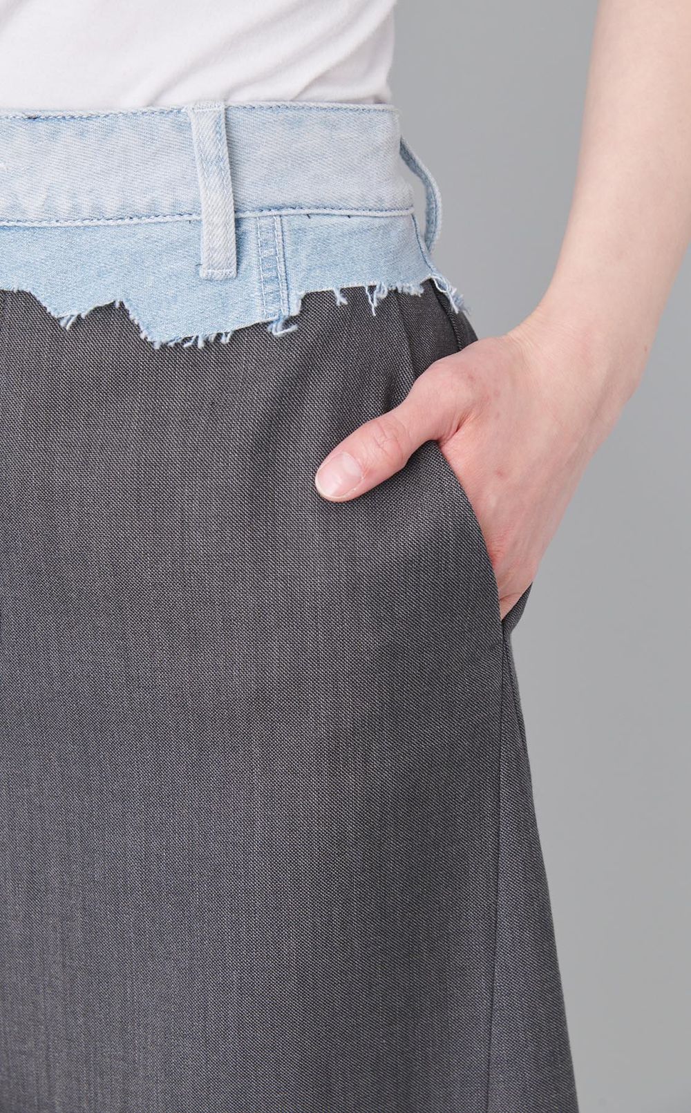 デニム切替ミディスカート