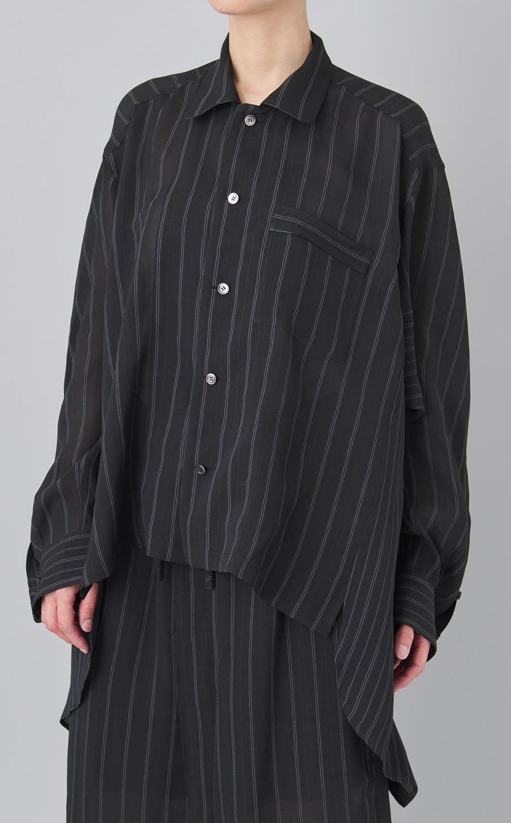 ダブルエンド2wayストライプシャツ