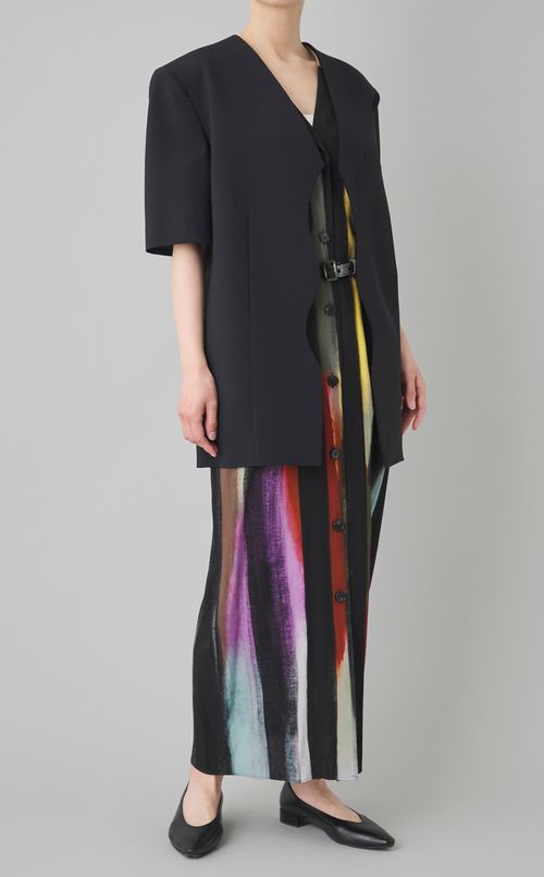 マルチストライプベルテッドワンピース