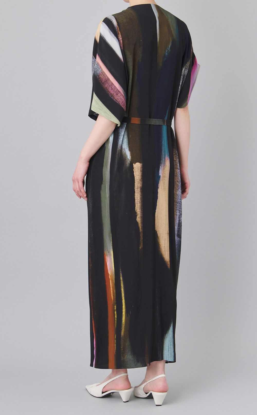 マルチストライプベルテッドワンピース