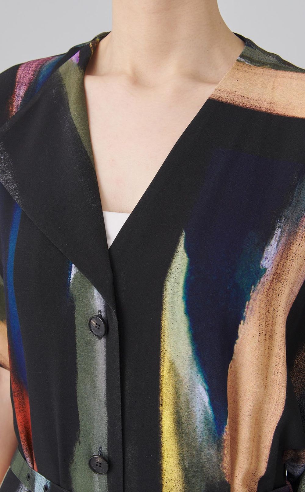 マルチストライプベルテッドワンピース