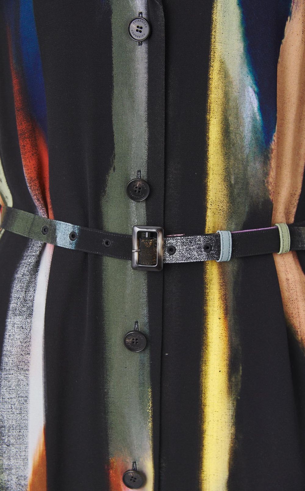 マルチストライプベルテッドワンピース