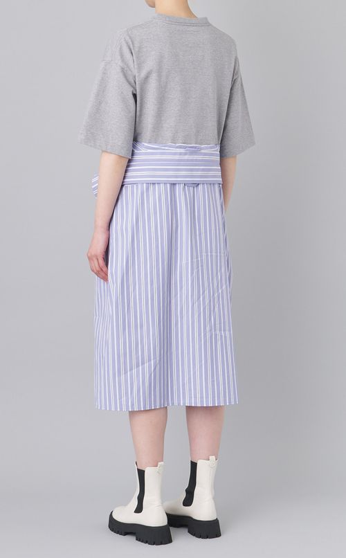 ストライプシャツコンビワンピース