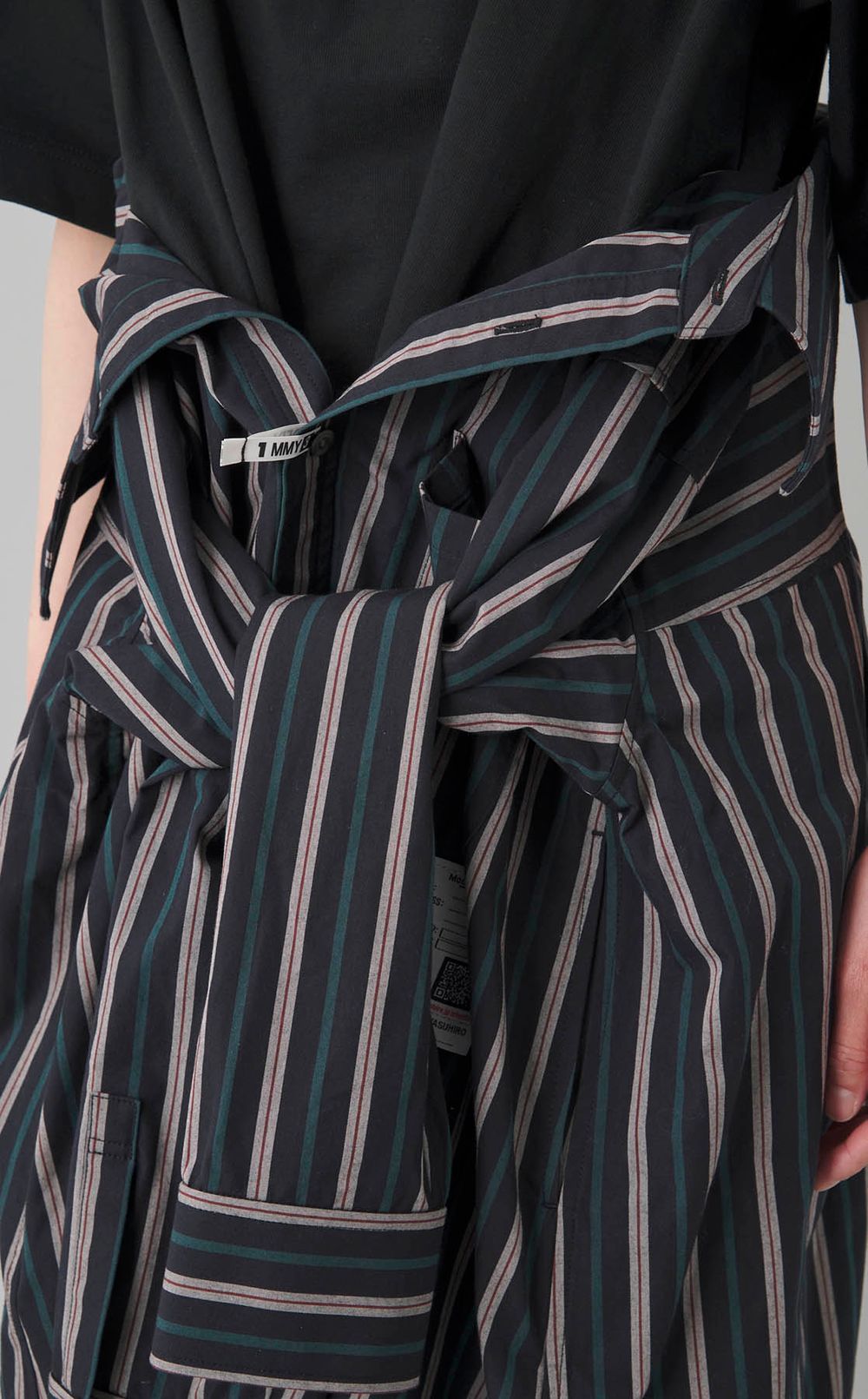 ストライプシャツコンビワンピース