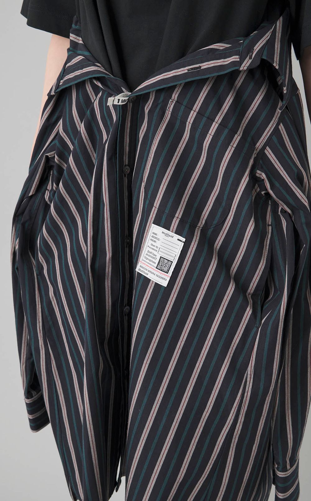 ストライプシャツコンビワンピース