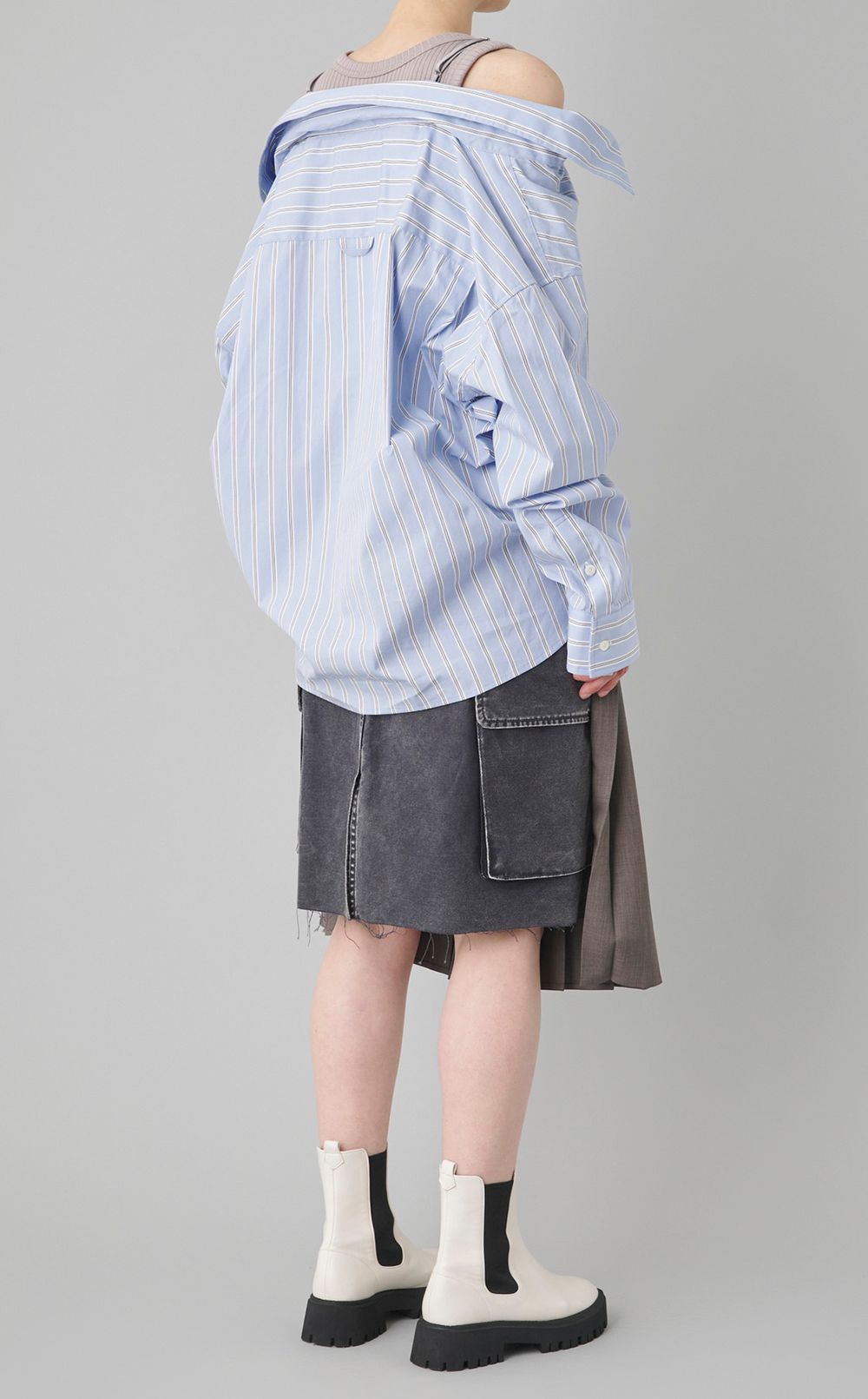レイヤードストライプシャツトップス