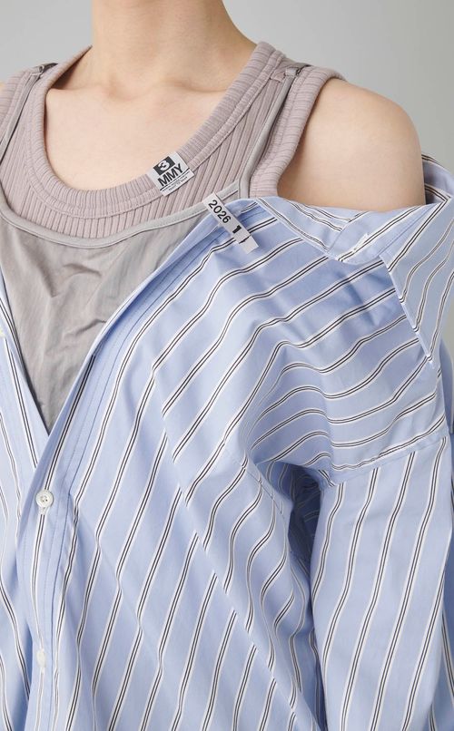 レイヤードストライプシャツトップス