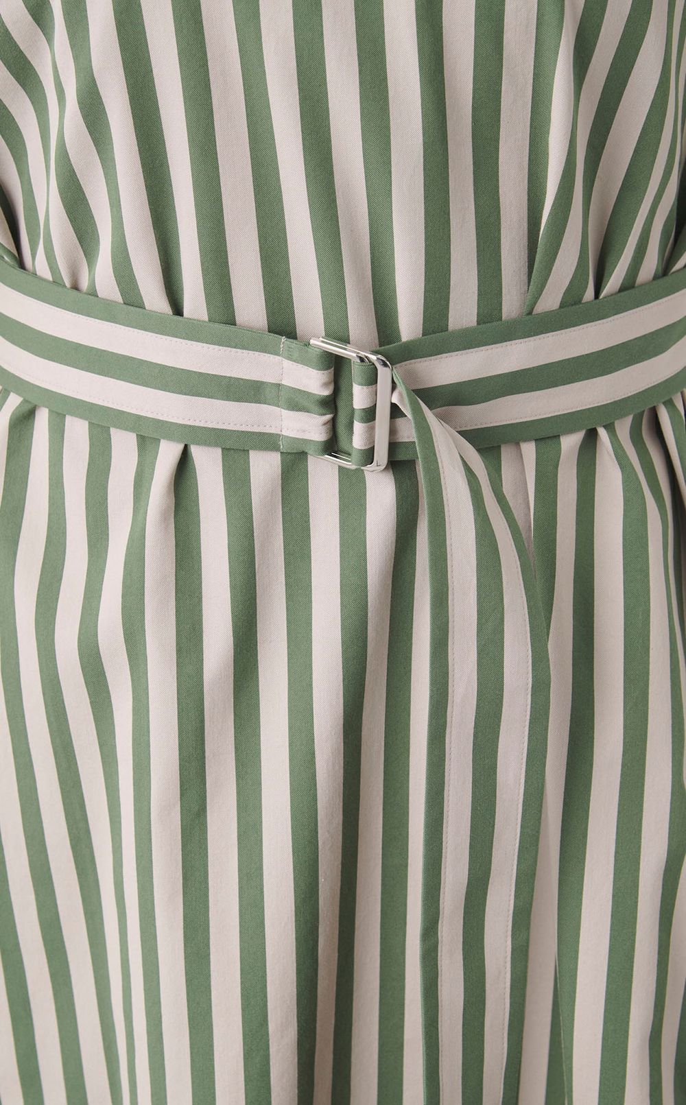 コットンストライプベルテッドワンピース
