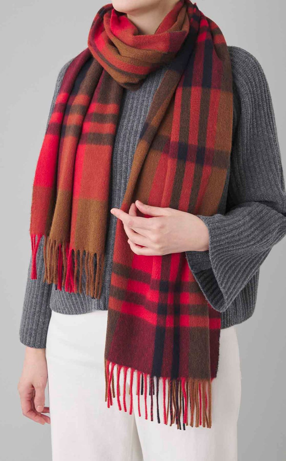 カシミヤチェックストール