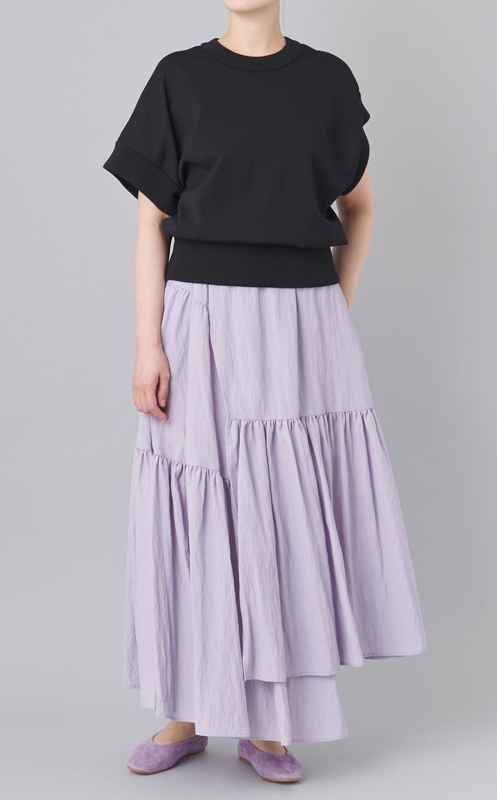 ワッシャーティアードロングスカート