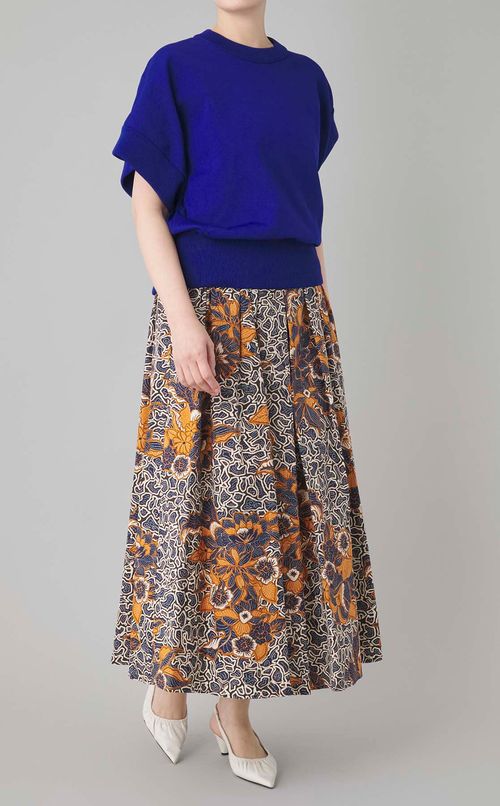 プリントギャザーロングスカー卜