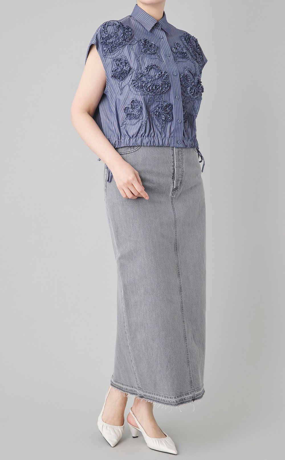 デニム Iラインロングスカート