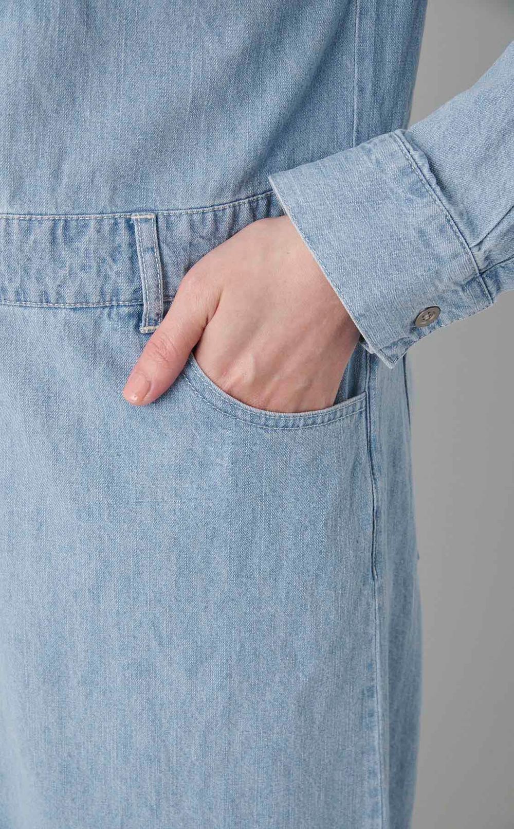 デニムシャツロングワンピース