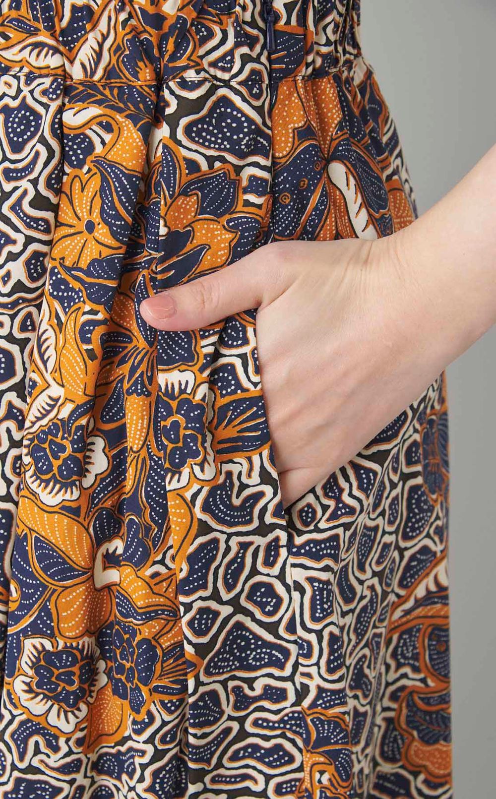 プリントギャザーロングスカー卜