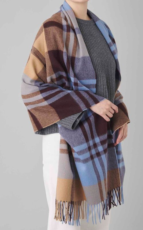 カシミヤ大判チェックストール