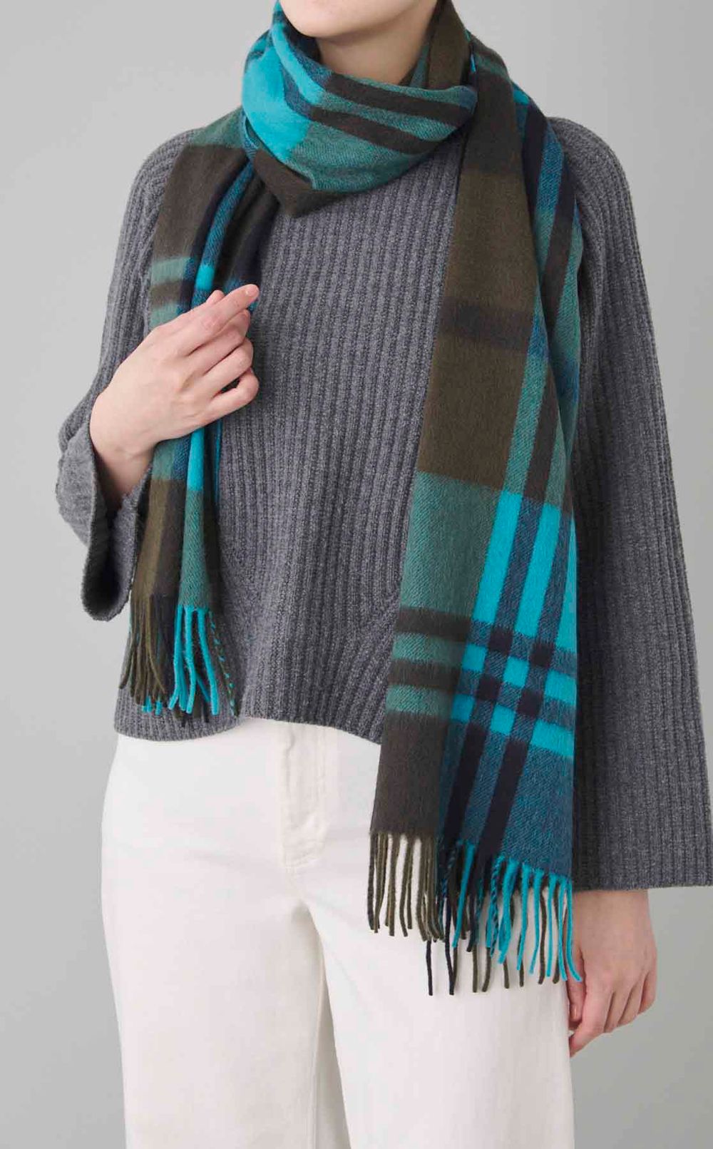 カシミヤチェックストール