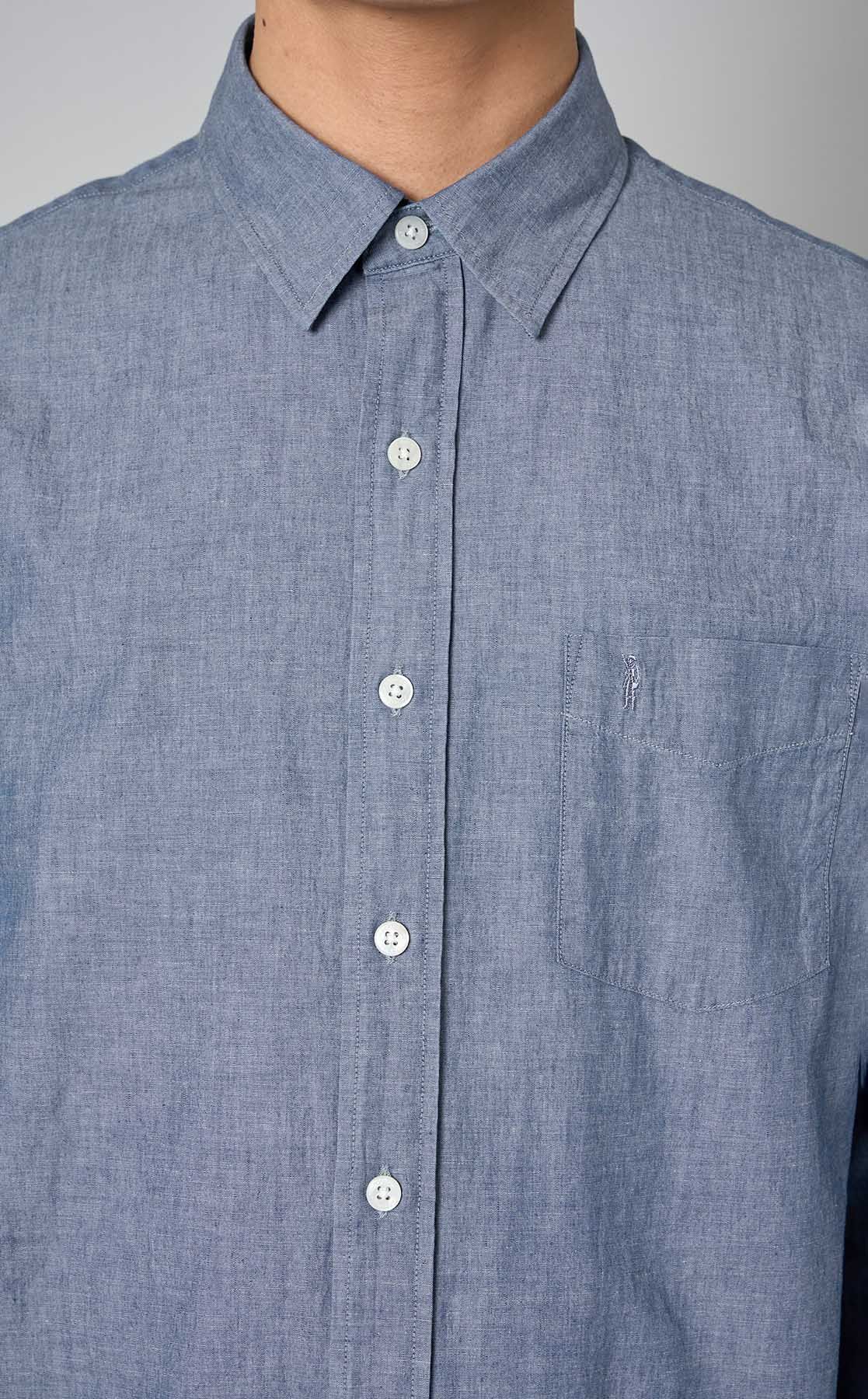 新品 MACKINTOSH LONDON シャンブレー ストレッチ イージーパンツ 40 (80～86)ブルー系 マッキントッシュロンドン 軽量で清涼感のある一本 新品2万 MACKINTOSH LONDON シャンブレー ストレッチ トラウザーズ