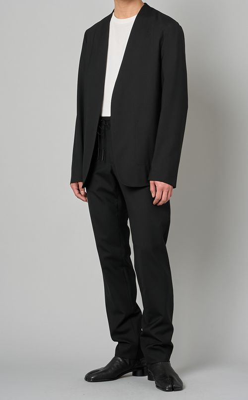 ノーカラーウールジャケット