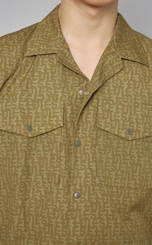 ロゴプリントオープンシャツ