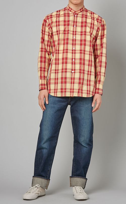 マドラスチェックスタンドカラーシャツ