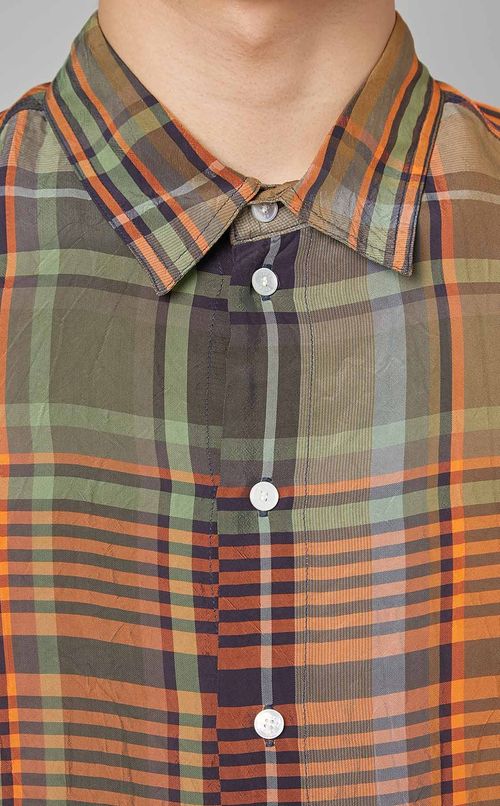 レーヨンチェックシャツ