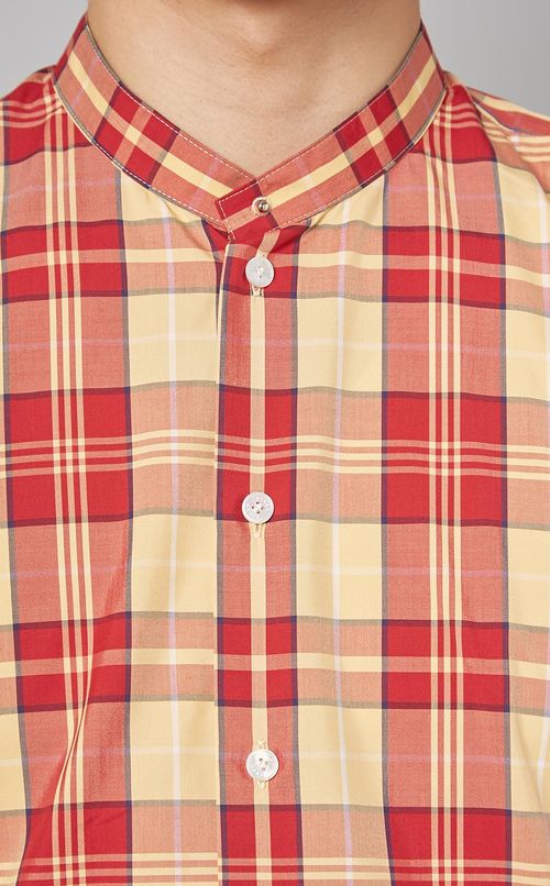 マドラスチェックスタンドカラーシャツ