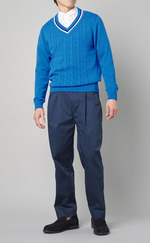 コットンチルデンVネックニット