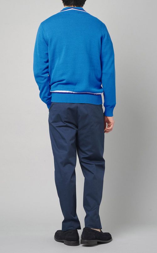 コットンチルデンVネックニット