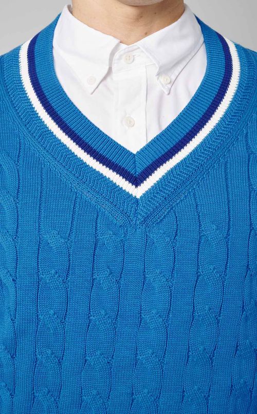 コットンチルデンVネックニット