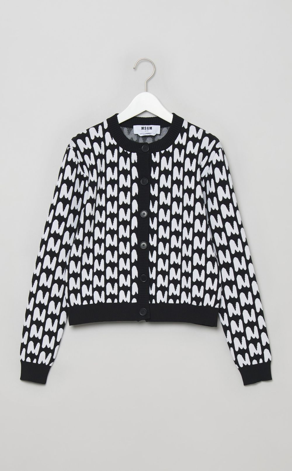 ロゴジャガードクルーネックカーディガン