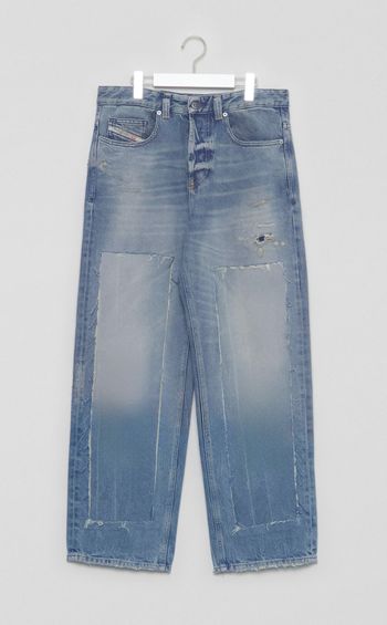 ダメージニーワイドデニムパンツ